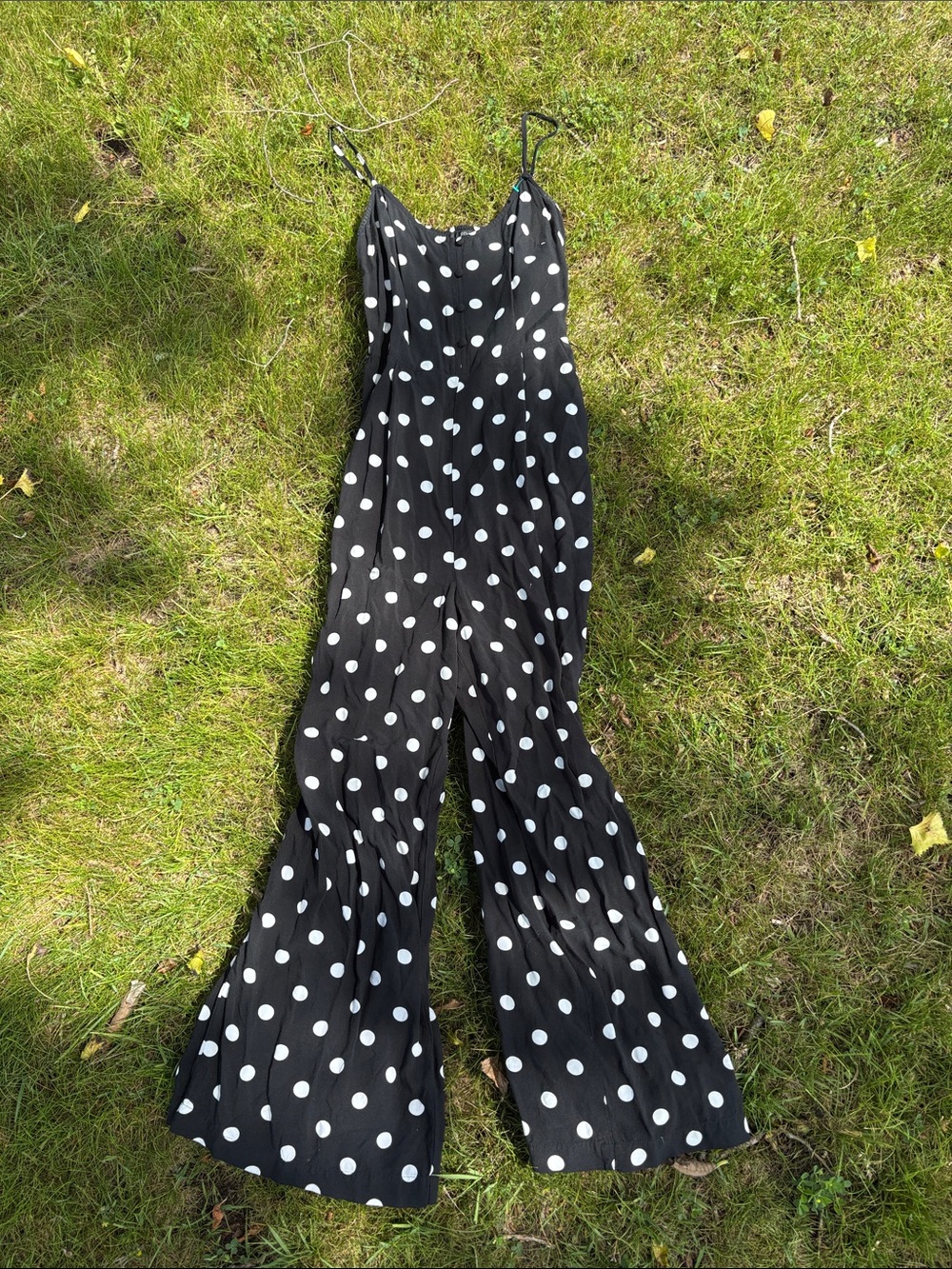 J. Crew Black Jumpsuit with White Polka Dots